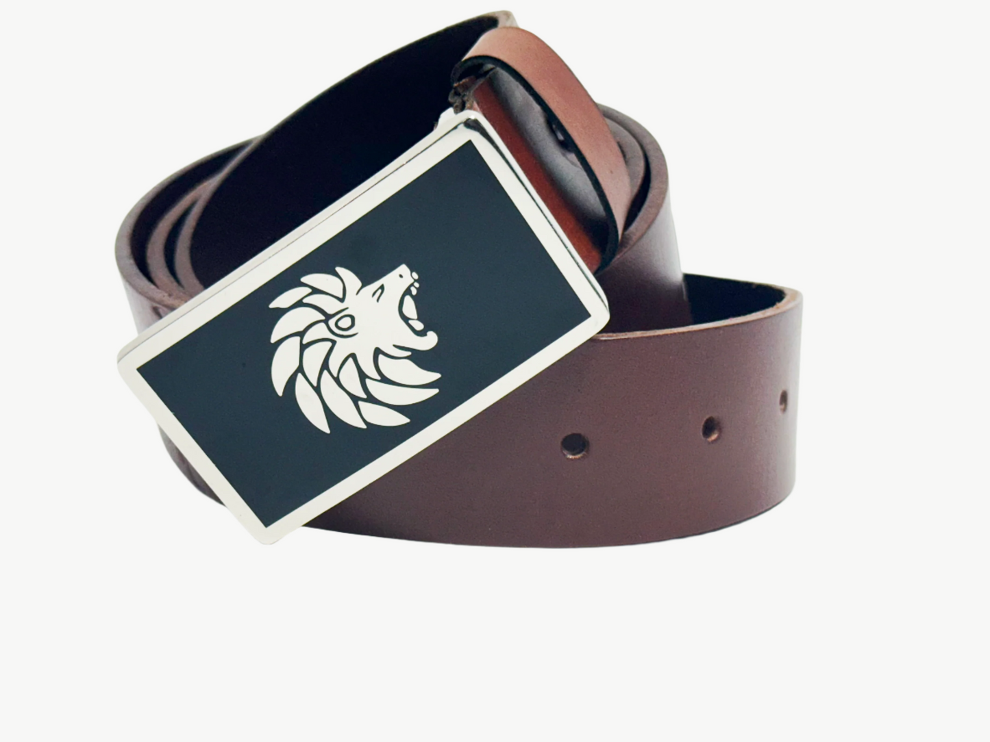 Brown Square Steel genuine leather belt