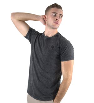 Stone washed black custom slim fit crew neck T shirt