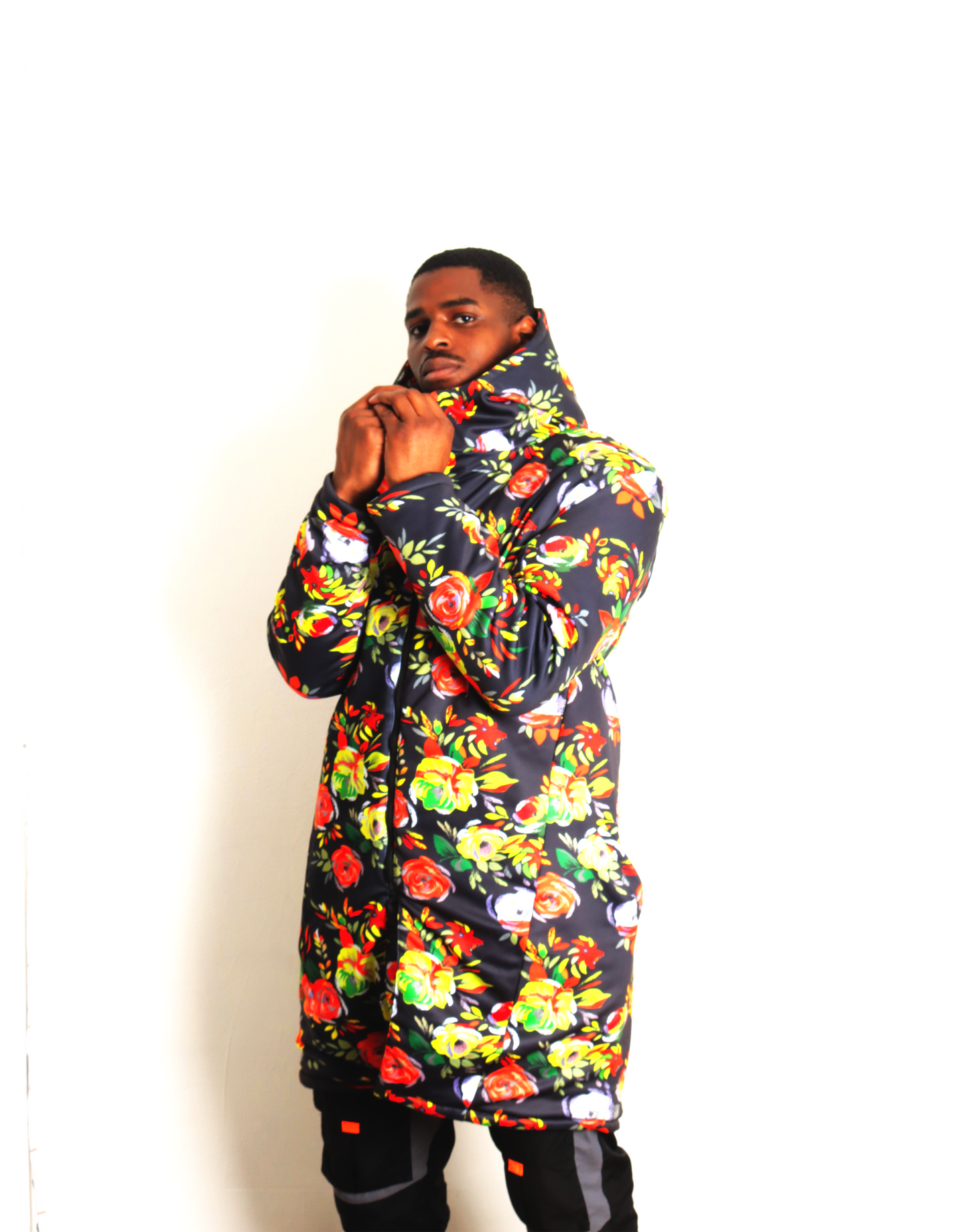 Red Long Floral Jacket Men's