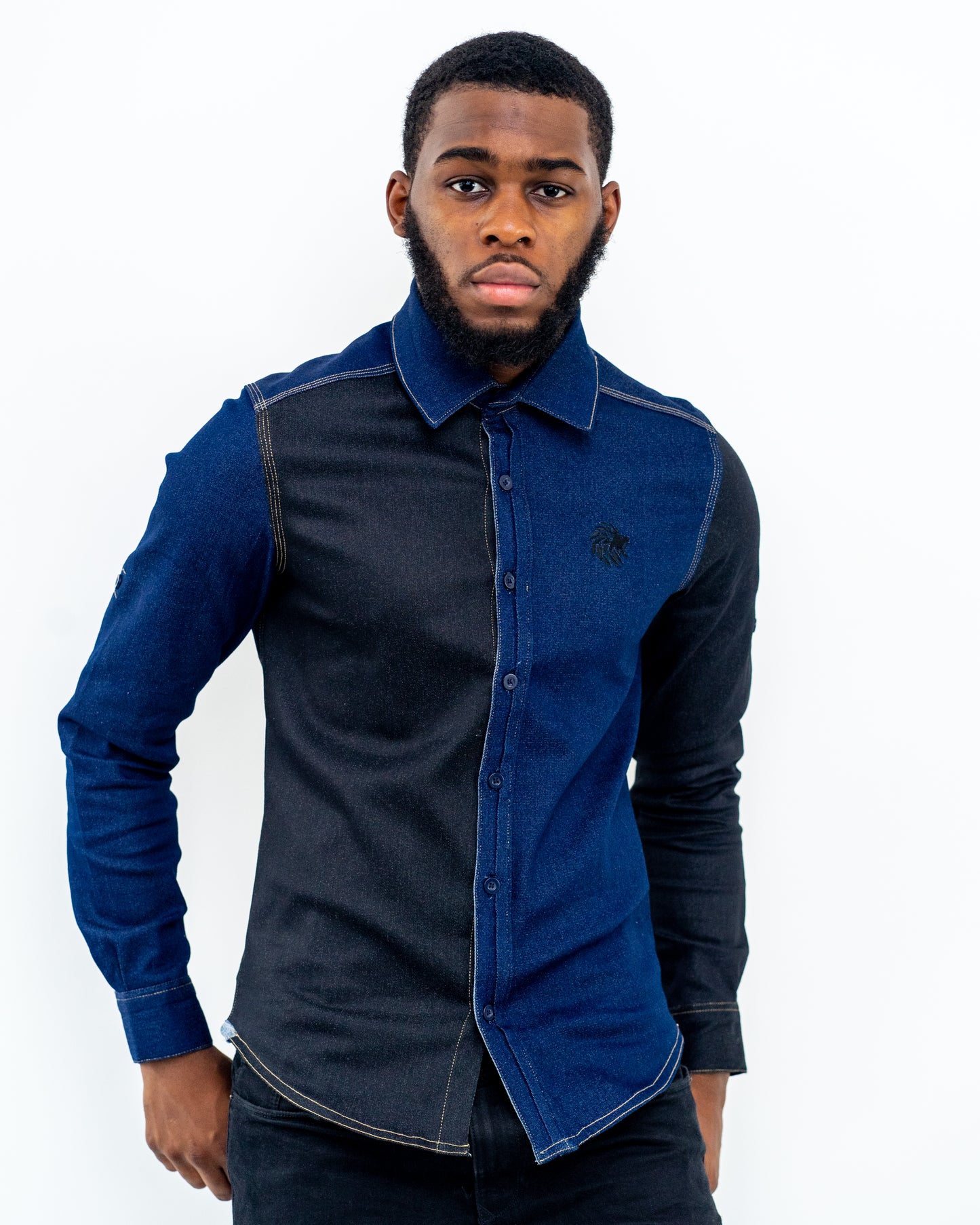 Double coloured Denim fitted shirt