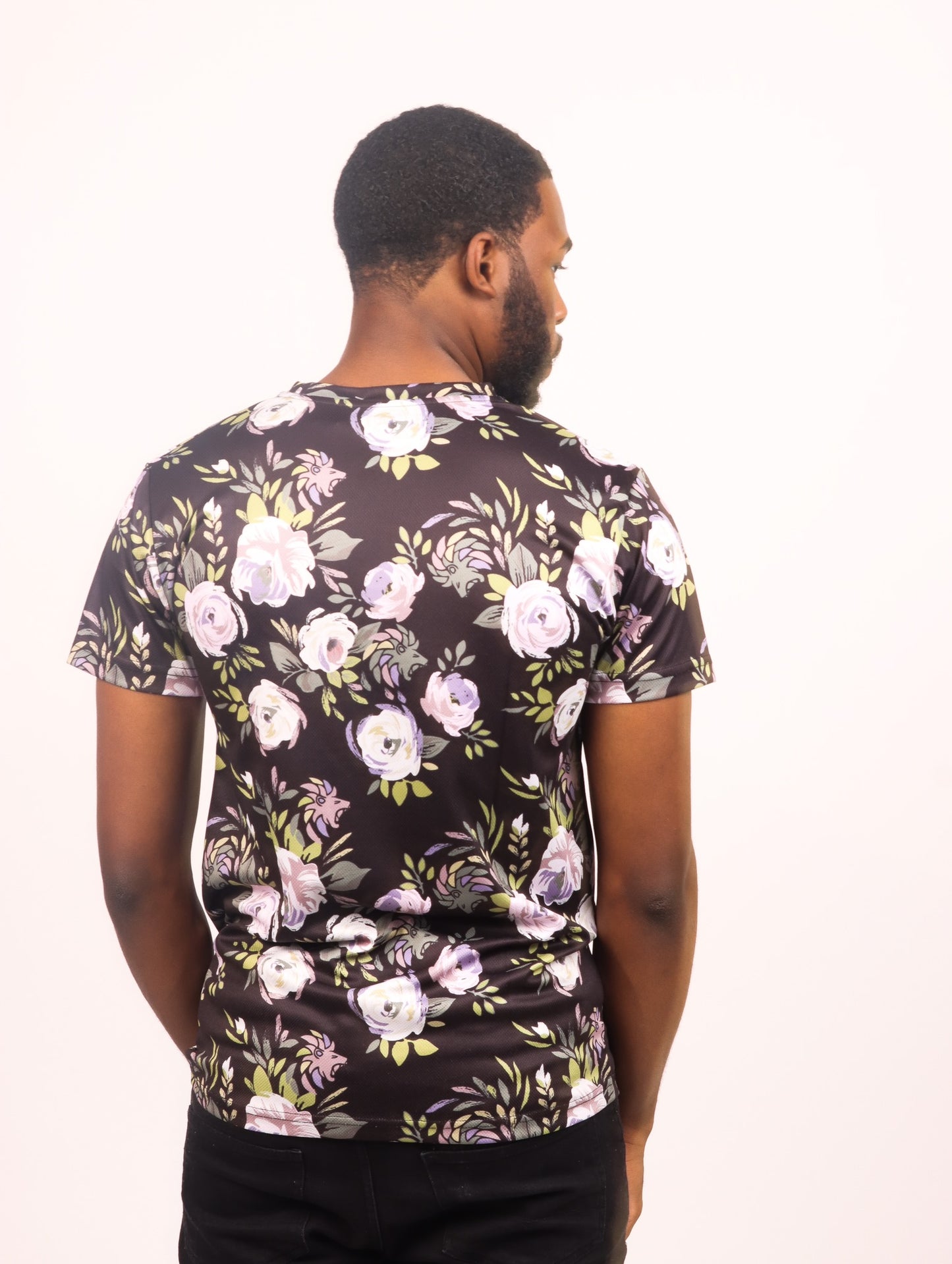 Men's T shirt Black and brown Floral