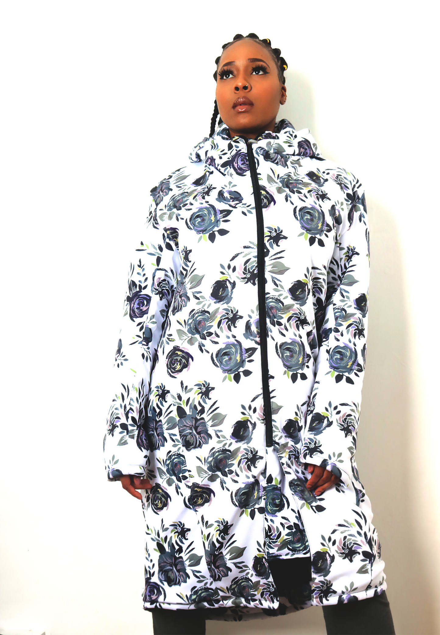 White Long Floral Jacket