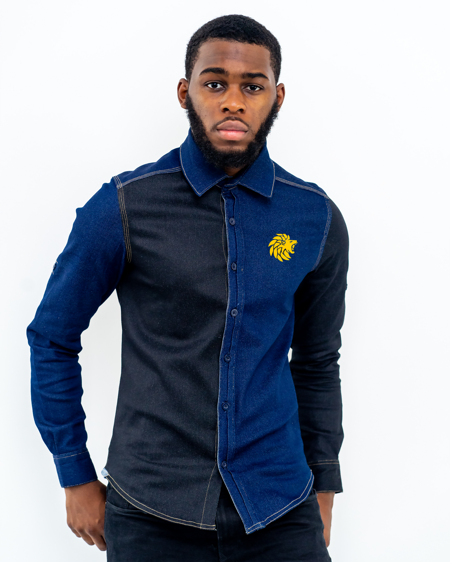 Double coloured Denim fitted shirt
