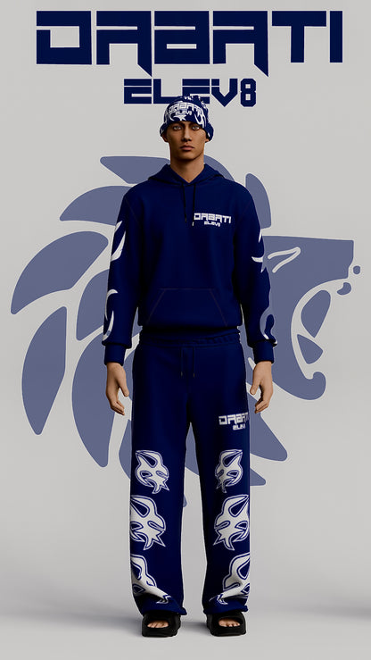 ELEV8 Navy Blue and White Puff Print