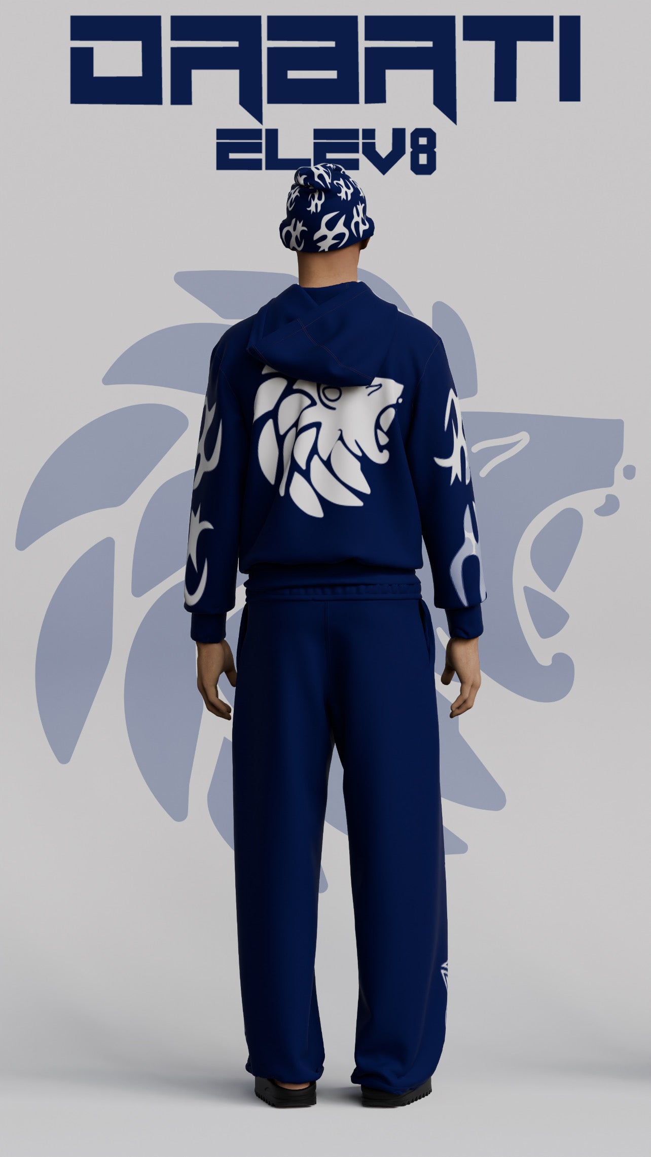 ELEV8 Navy Blue and White Puff Print