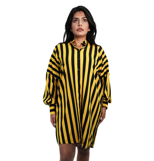Millie Bold Stripes Button-Down Shirt Dress