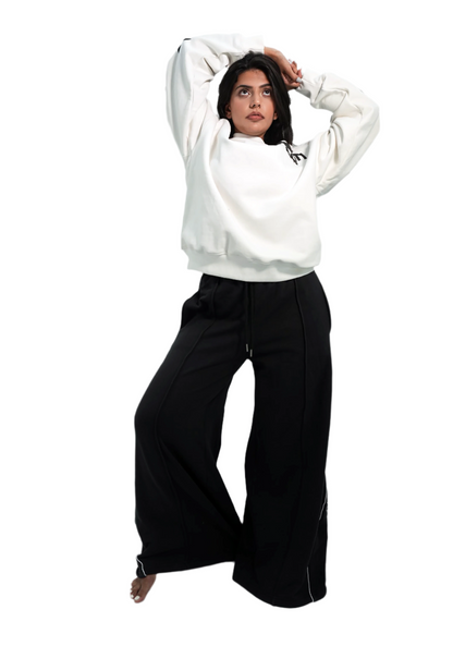 White Elev8 Sweatshirt with Black Signature Splitfare Joggers 2 piece set
