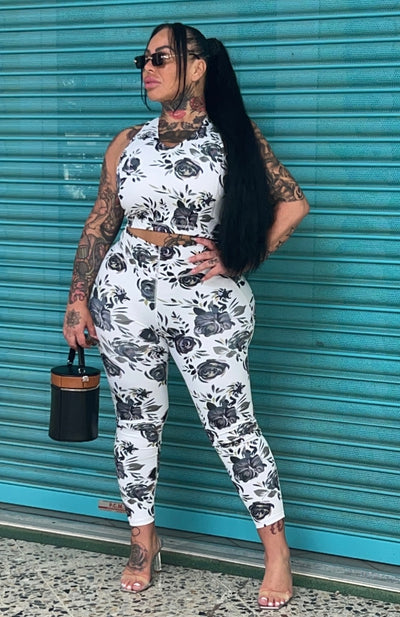 Influence Serena white two piece floral set