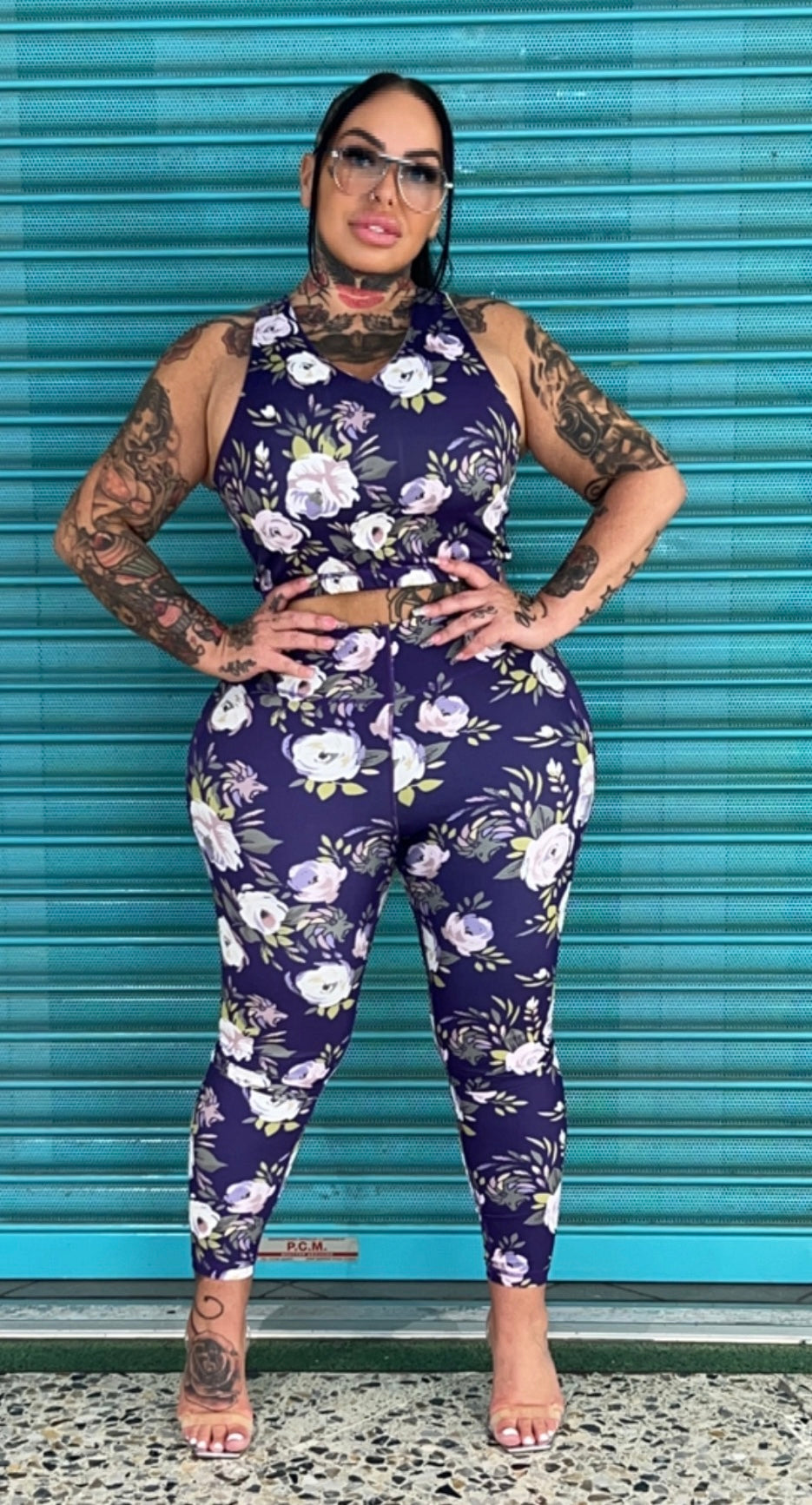 Influence Serena purple two piece floral set