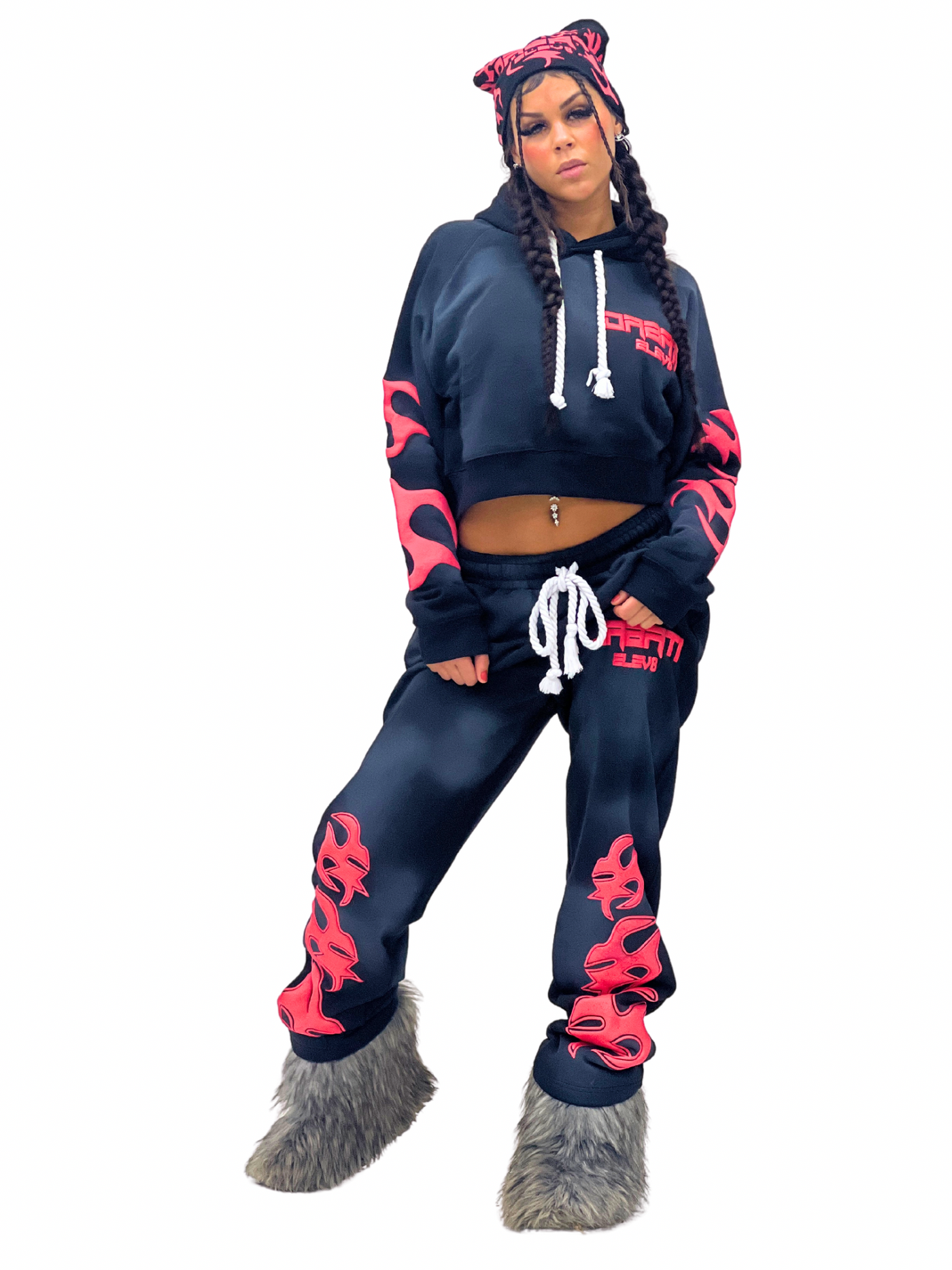 Elev8 Female Black and Pink puff print