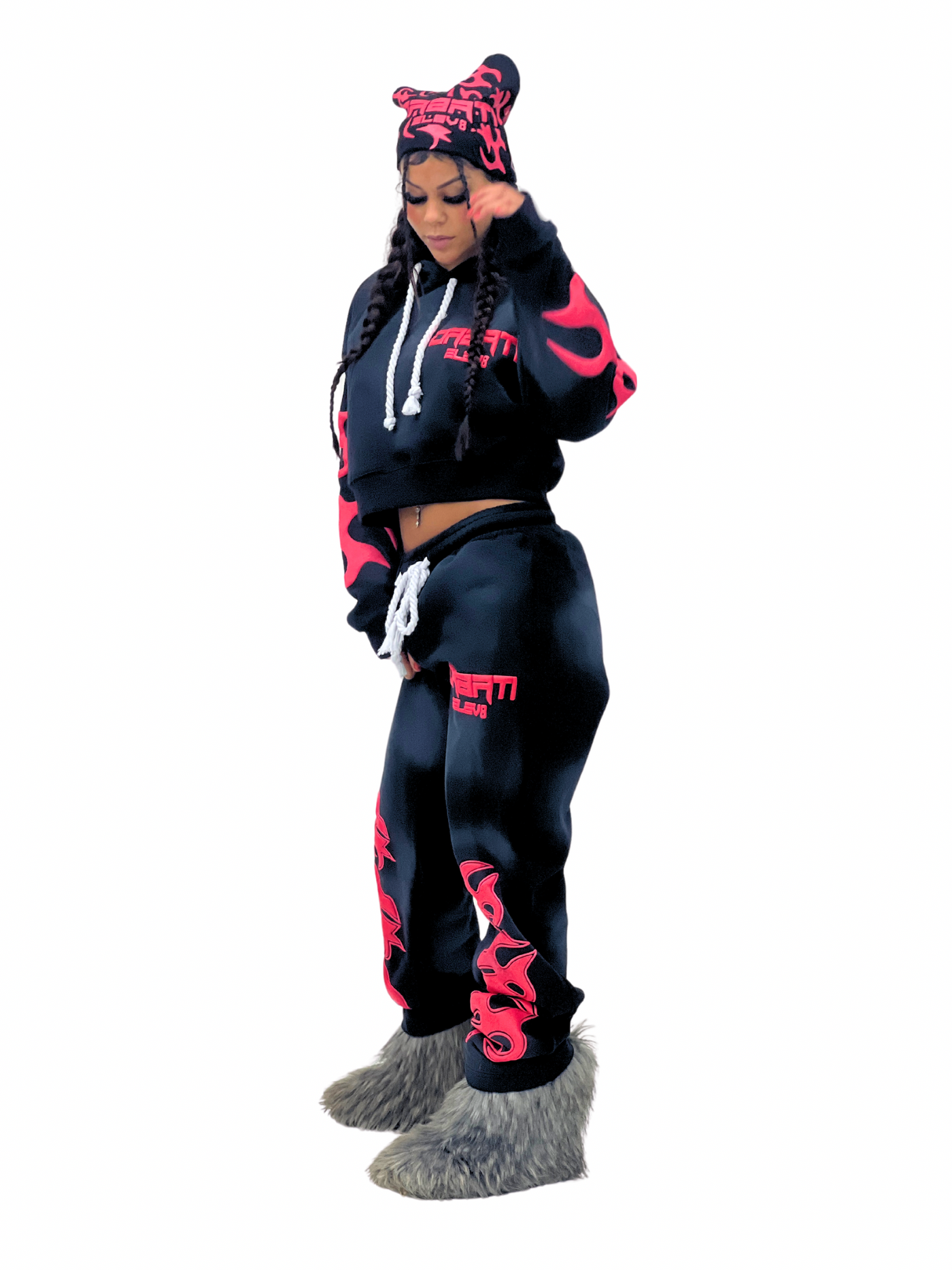 Elev8 Female Black and Pink puff print