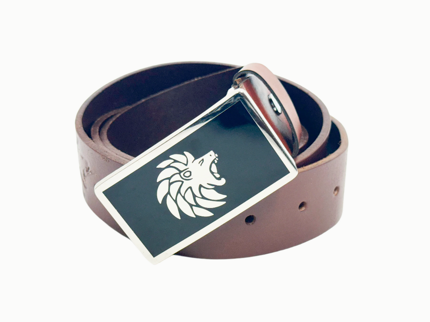 Brown Square Steel genuine leather belt
