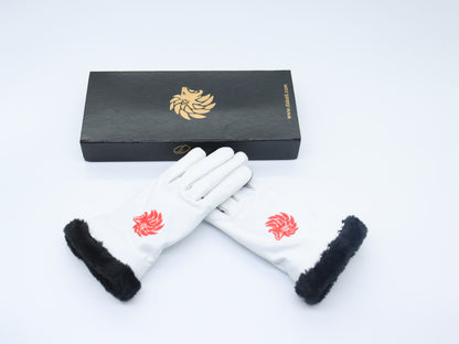 Genuine 100% Leather  B47 White  ladies gloves
