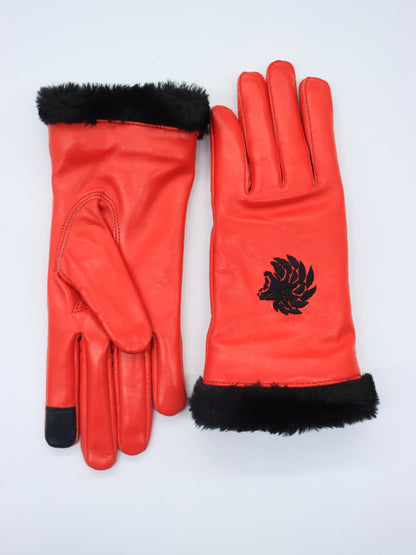 Genuine 100% Leather  B47 Red  ladies gloves