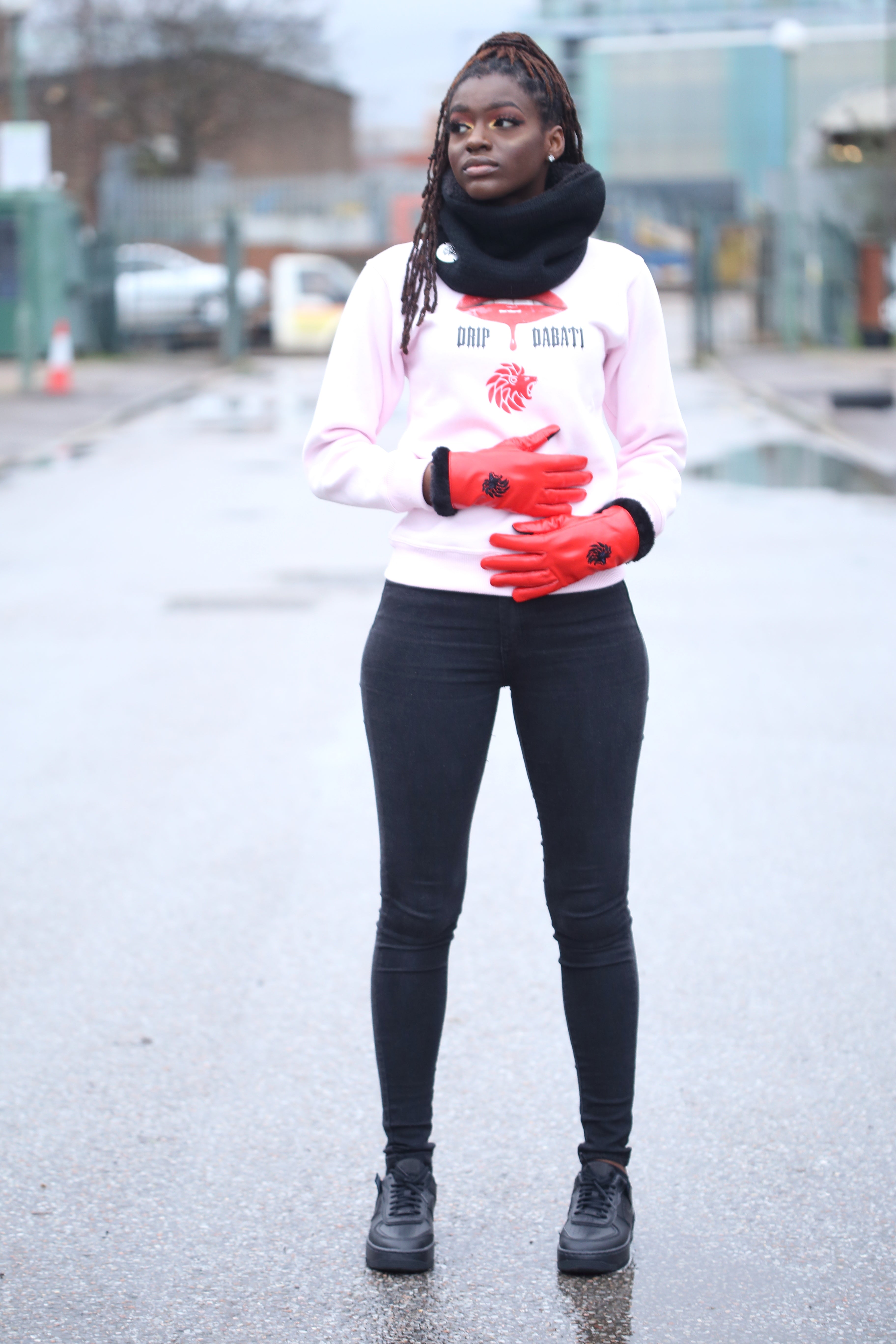 Genuine 100% Leather  B47 Red  ladies gloves