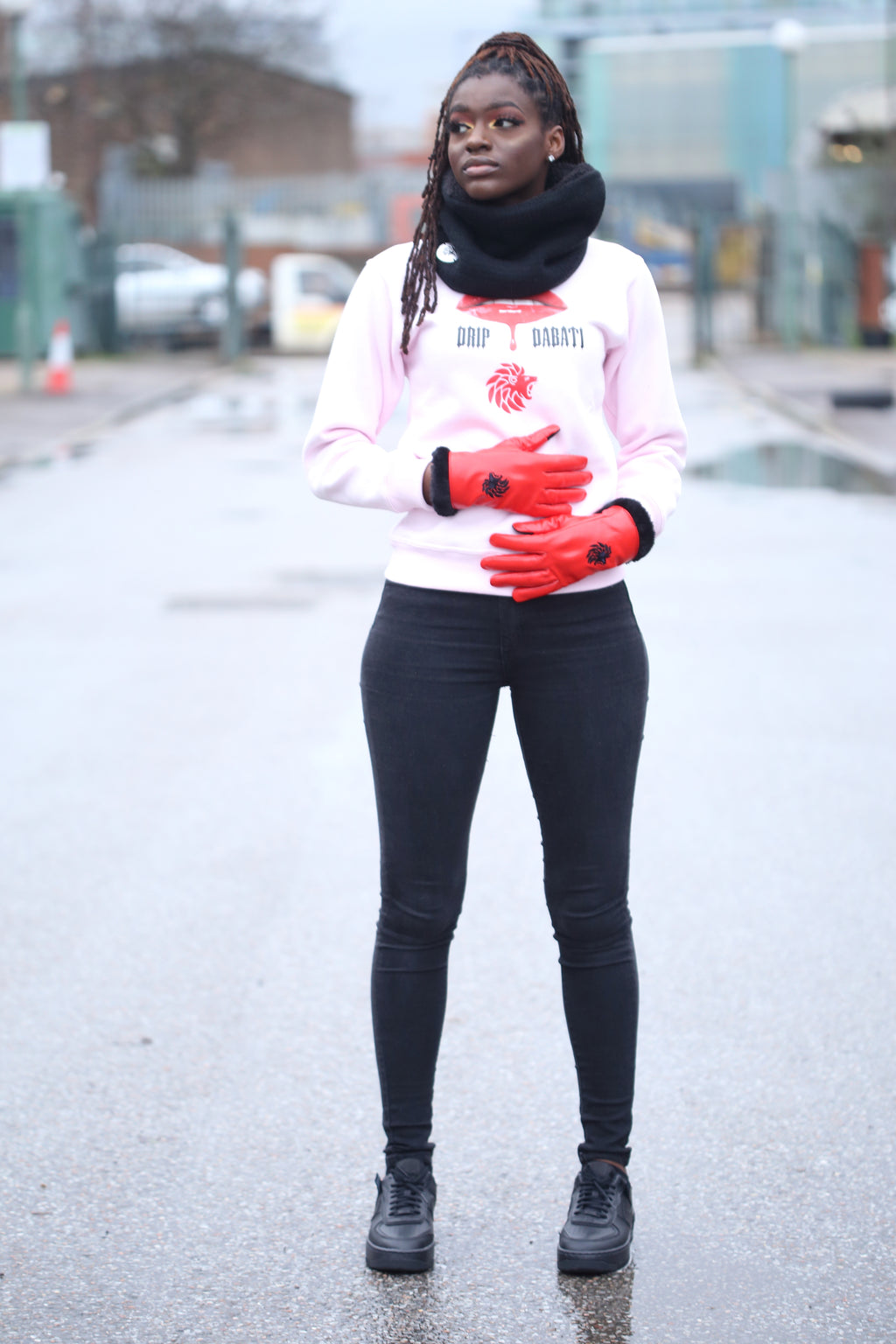 Genuine 100% Leather  B47 Red  ladies gloves
